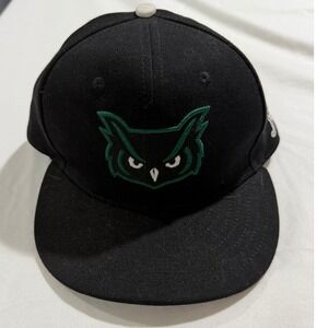 Oakton Owls J-DUB Fitted Baseball Cap Black Green Size 7 Flat Bill Hat